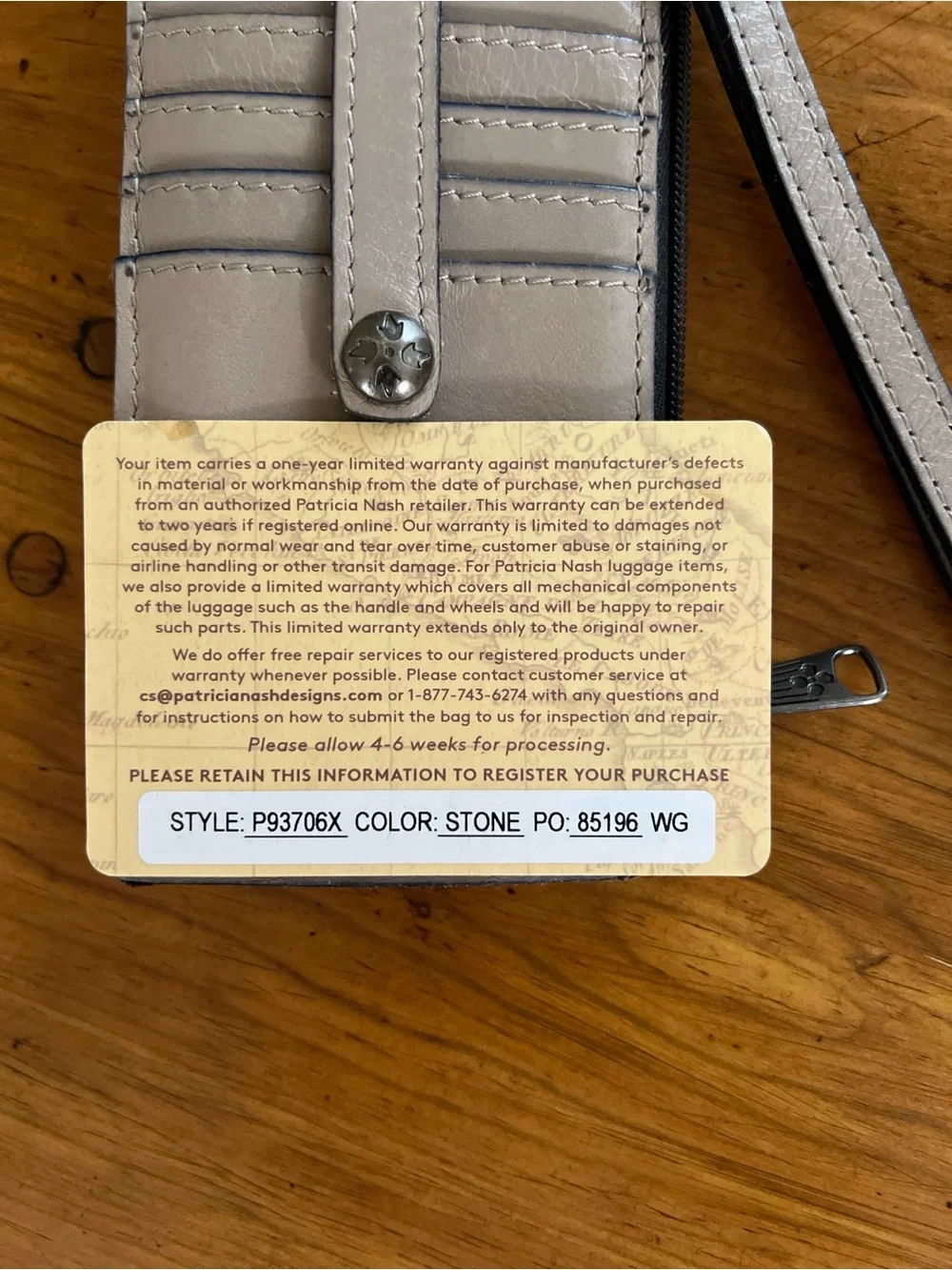 Patricia Nash Leather Alanna Card Wallet Wristlet in Stone